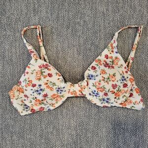 Floral Print Bikini Top - Cream